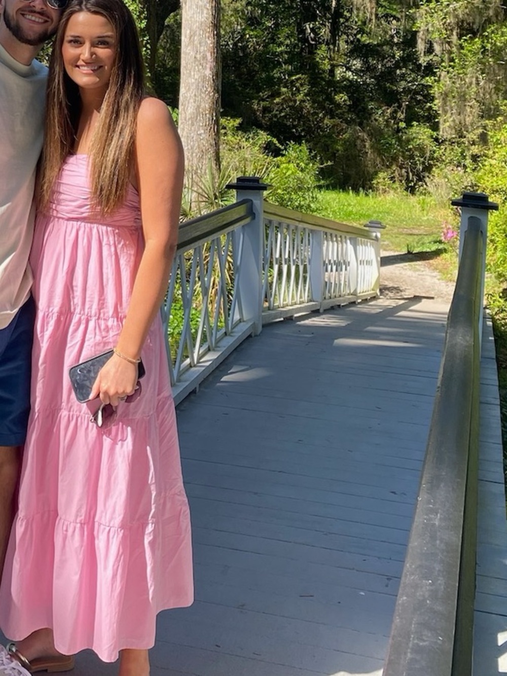 Storia Pink Strapless Tiered Maxi Dress